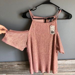 Cold shoulder metallic shirt